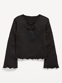 Image number 2 showing, Long-Sleeve Tie-Bow Front Top for Girls