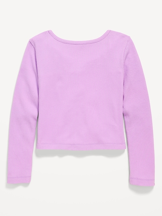 Image number 3 showing, Long-Sleeve 2-In-1 Fitted Henley Top for Girls