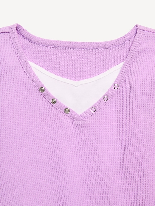 Image number 4 showing, Long-Sleeve 2-In-1 Fitted Henley Top for Girls