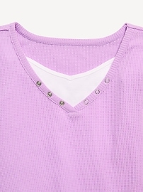 Image number 4 showing, Long-Sleeve 2-In-1 Fitted Henley Top for Girls