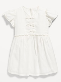 Image number 2 showing, Printed Short-Sleeve Ruffled Bow Dress for Toddler Girls