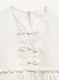 Voir une image plus grande du produit 3 de 3. Robe volantée à manches courtes et à boucle à motif pour toute-petite fille