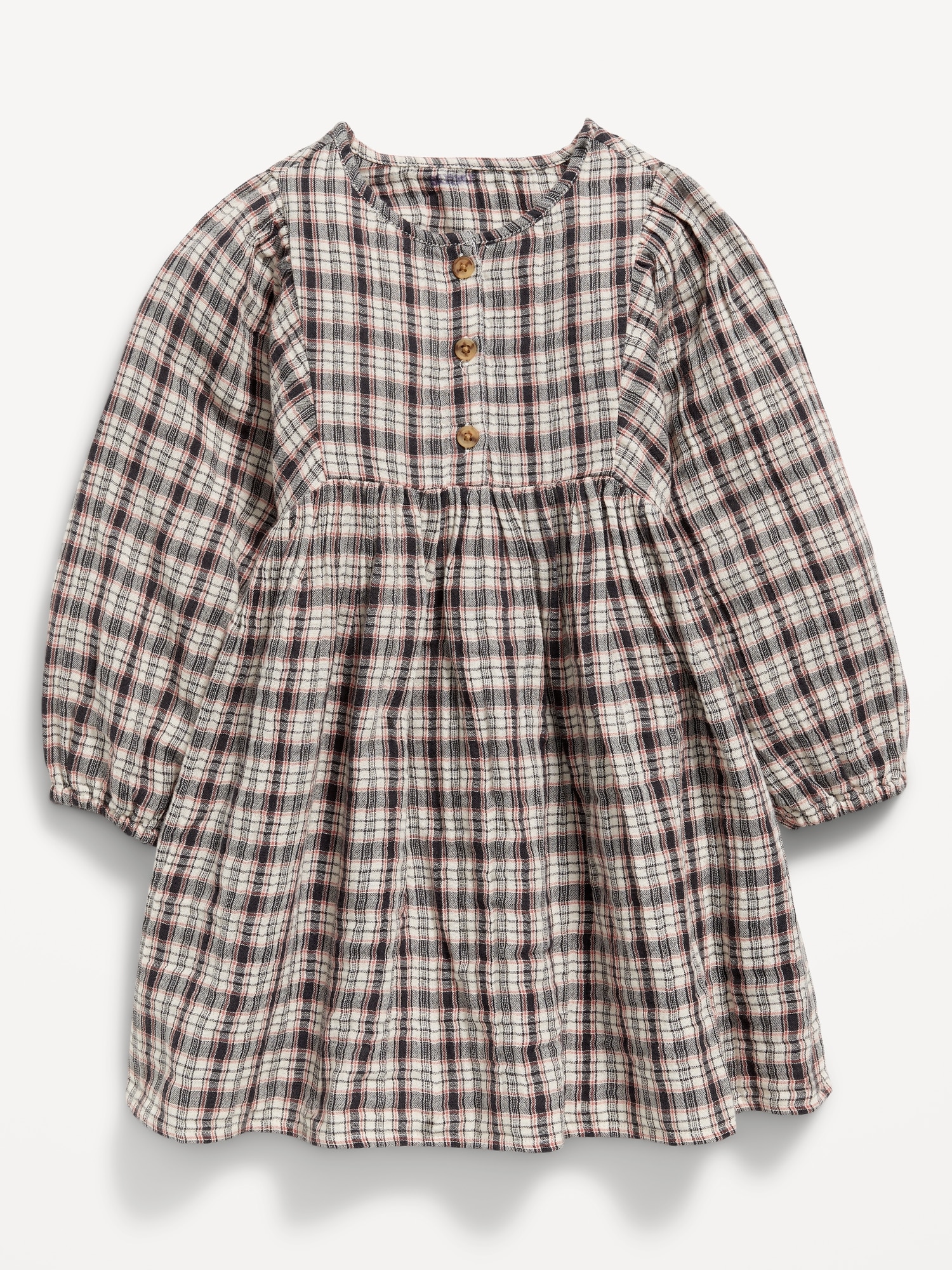 Long-Sleeve Plaid Dress for Toddler Girls