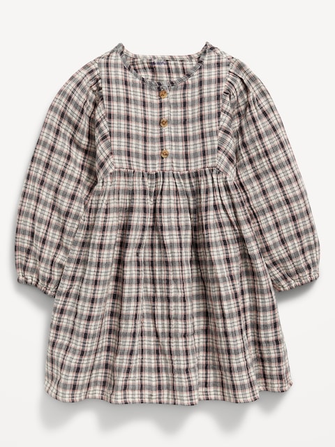 Long-Sleeve Plaid Dress for Toddler Girls