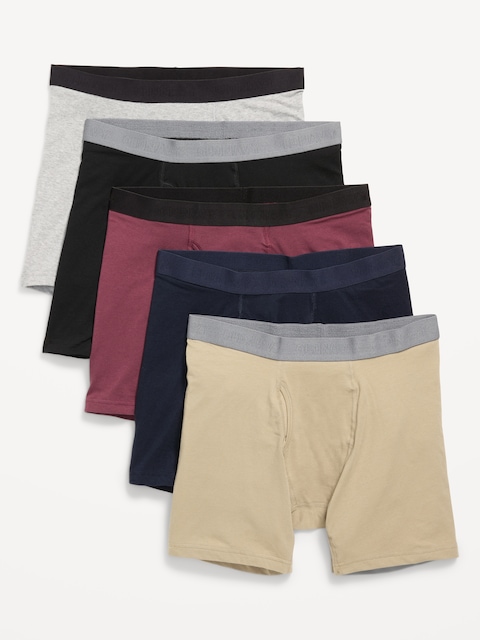 5-Pack Soft-Washed Boxer Briefs -- 6.25-inch inseam - Red