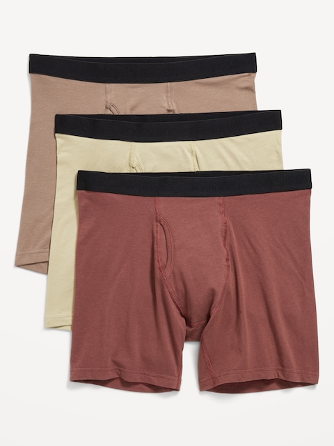 3-Pack Soft-Washed Boxer-Briefs -- 6.25-inch inseam - Brown