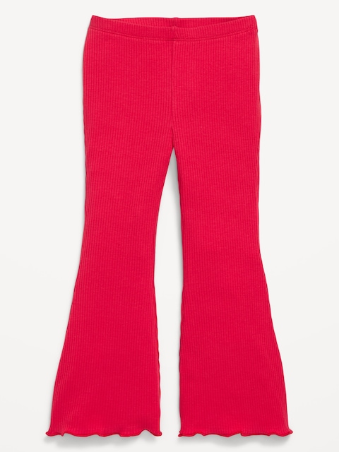 Ribbed Flare-Leg Leggings for Toddler Girls - Red