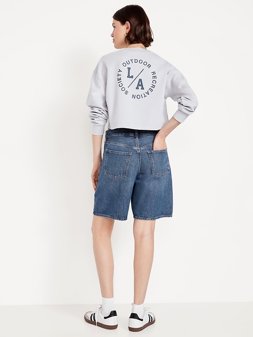Image number 3 showing, Mid-Rise Baggy Jean Bermuda Shorts -- 9-inch inseam