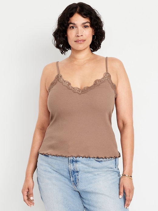 Image number 6 showing, Lace-Trim Cami Tank Top