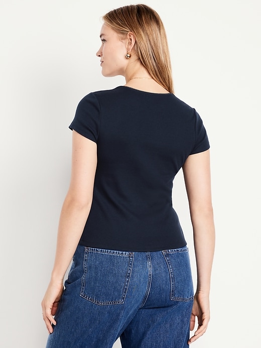 Image number 5 showing, Square-Neck Ribbed T-Shirt