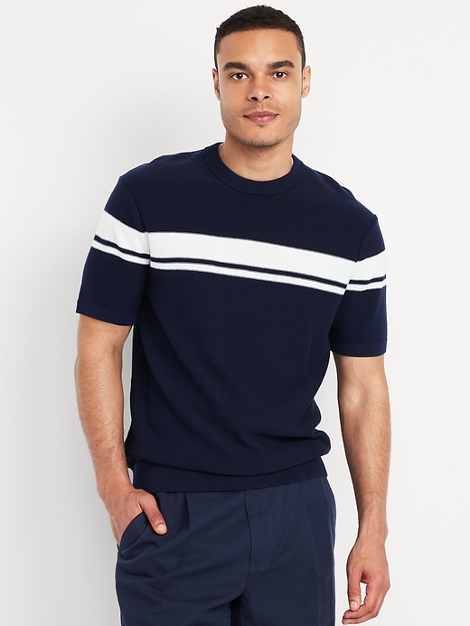 Image number 1 showing, Short-Sleeve Striped Sweater