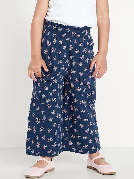 View large product image 2 of 3. Double-Weave Wide-Leg Cargo Pants for Toddler Girls