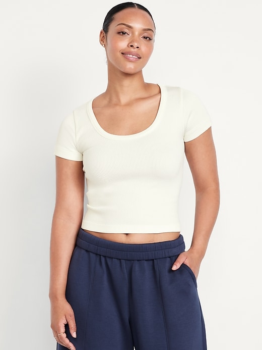L'image numéro 5 présente T-shirt court côtelé Zénitude sans coutures