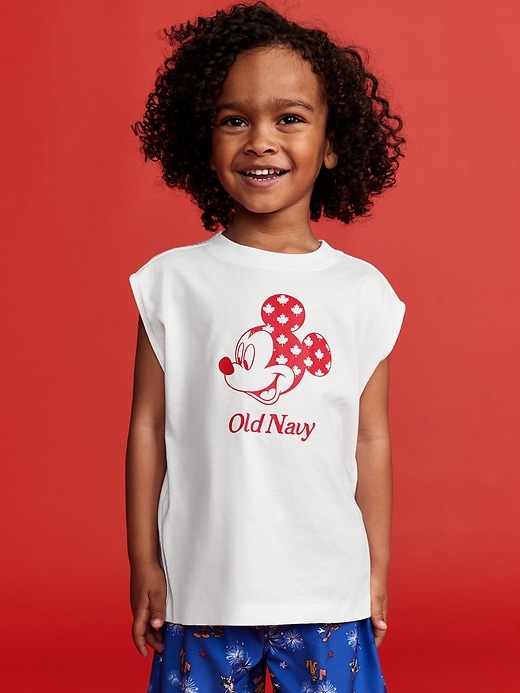 View large product image 1 of 3. Old Navy x Disney© Mickey Mouse Flag Oversized Logo-Graphic Muscle Tank for Toddler Boys