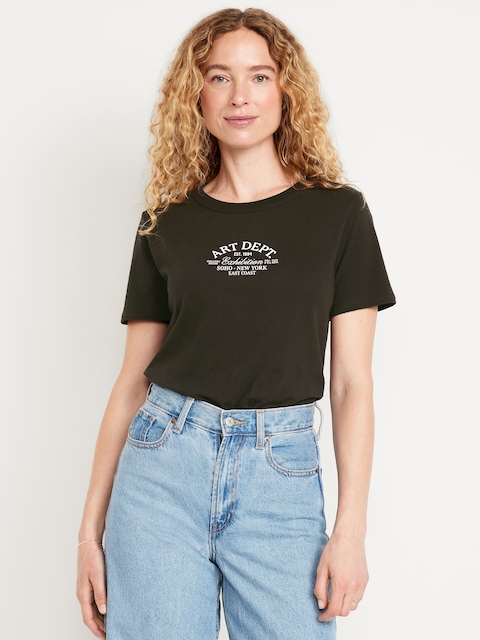 EveryWear Crew-Neck Graphic T-Shirt - Black Jack