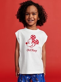 Image number 1 showing, Old Navy x Disney© Mickey Mouse Flag Oversized Logo-Graphic Muscle Tank for Toddler Boys
