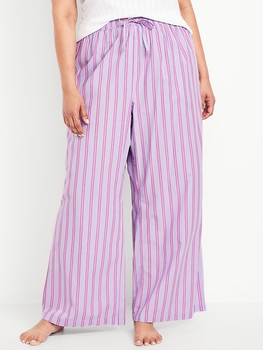 Image number 7 showing, Poplin Wide-Leg Pajama Pants