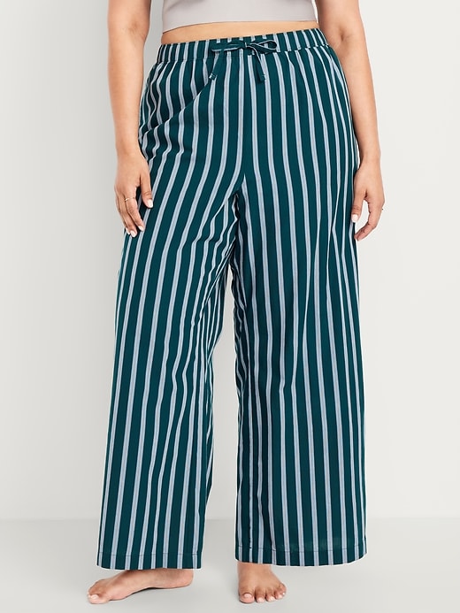 Image number 7 showing, Poplin Wide-Leg Pajama Pants