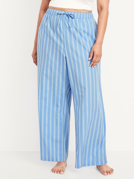 Image number 7 showing, Poplin Wide-Leg Pajama Pants