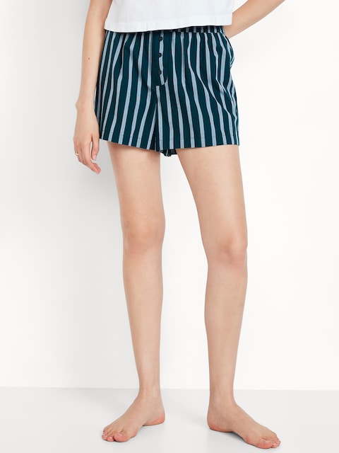 Poplin Boxer Pajama Shorts - Dreamy Green Stripe
