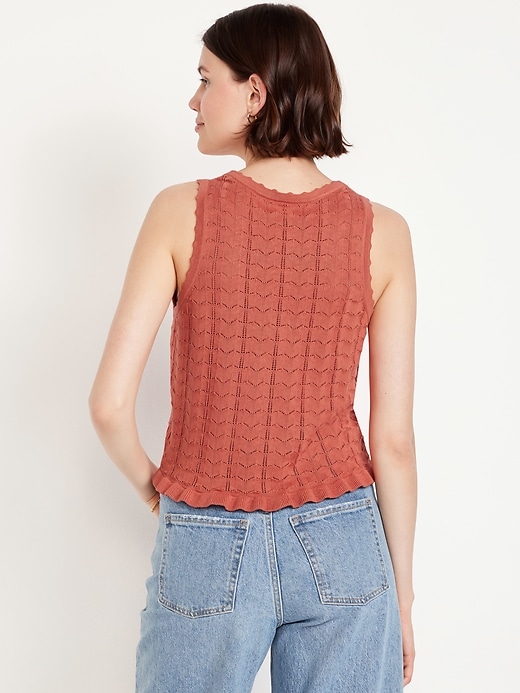 Image number 6 showing, Sleeveless Pointelle Henley Top