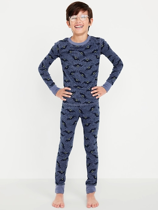 View large product image 1 of 2. Gender-Neutral Snug-Fit Graphic Pajama Set for Kids
