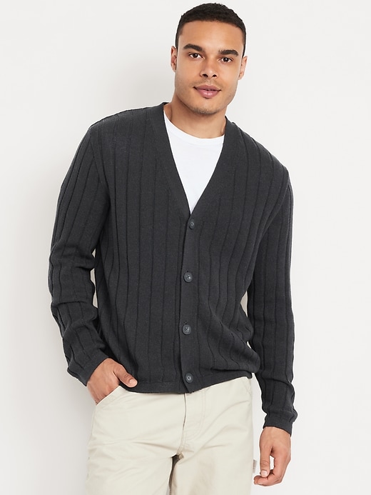Image number 1 showing, Ribbed Button-Front Cardigan