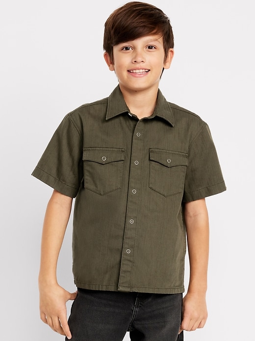 View large product image 1 of 3. Short-Sleeve Western Pocket Shirt for Boys