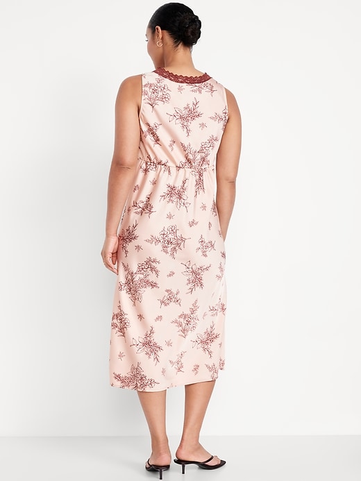 Image number 4 showing, Lace-Trim Satin Midi Dress