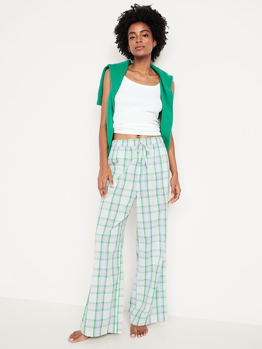 Image number 3 showing, Poplin Wide-Leg Pajama Pants