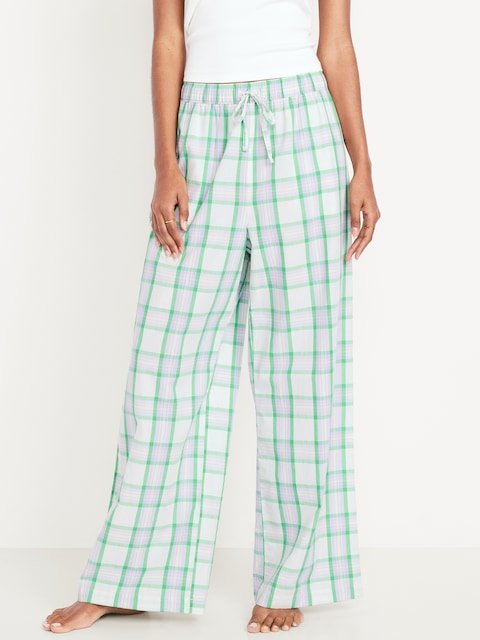 Poplin Wide-Leg Pajama Pants