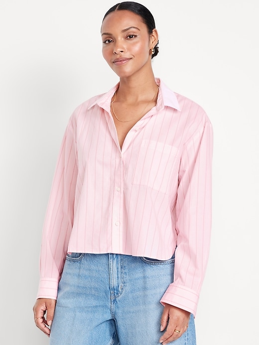 Image number 4 showing, Cropped Button-Down Striped Shirt