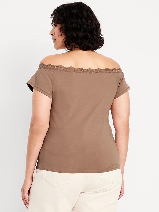 Image number 7 showing, Off-Shoulder Lace-Trim Top