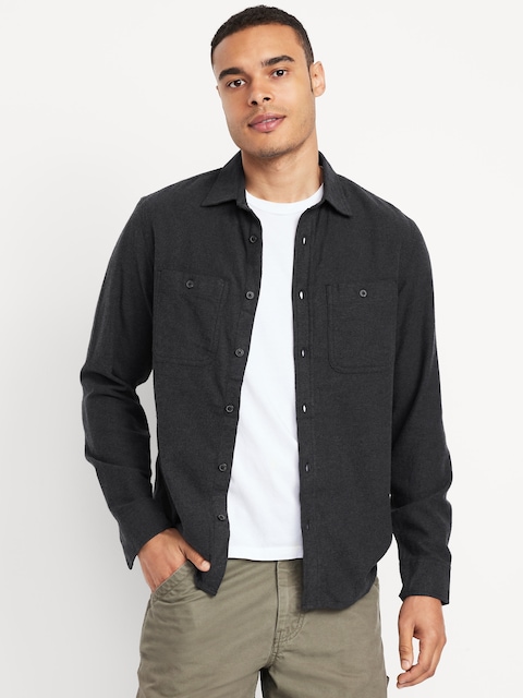 Chemise en flanelle à poche - Gris