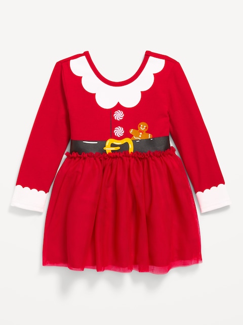 Fit and Flare Long-Sleeve Tutu Dress for Toddler Girls
