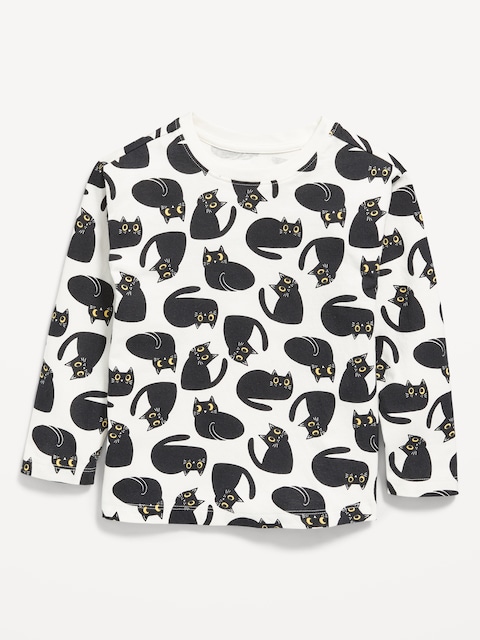 Printed Long-Sleeve T-Shirt for Toddler Girls - Black