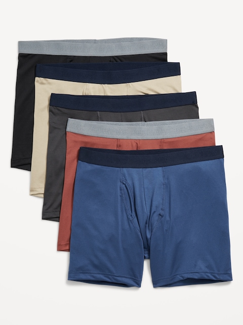 5-Pack Go-Dry Cool Performance Boxer Briefs -- 5-inch inseam - Multi