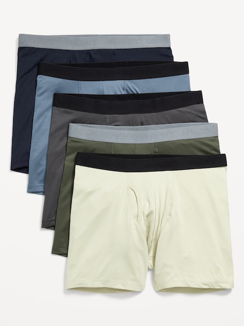 5-Pack Go-Dry Cool Performance Boxer Briefs -- 5-inch inseam - Green