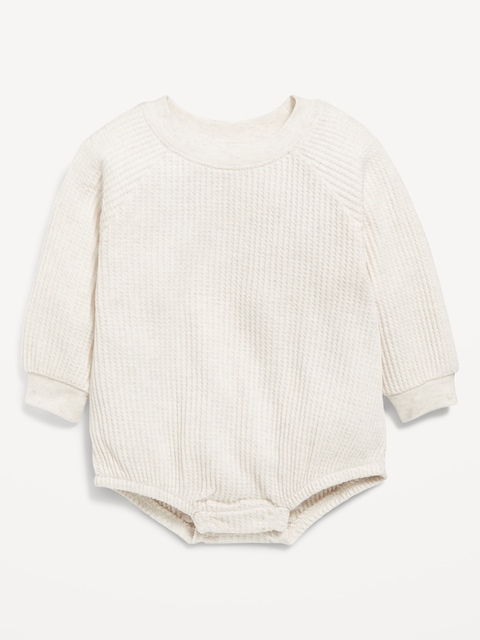 Long-Sleeve Fleece One-Piece Romper for Baby - Beige