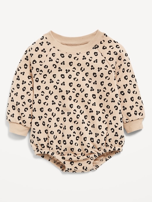 View large product image 1 of 2. Printed Long-Sleeve Fleece One-Piece Romper for Baby