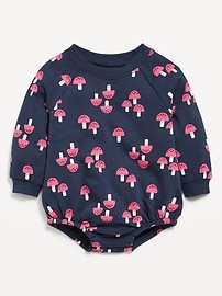 Image number 1 showing, Printed Long-Sleeve Fleece One-Piece Romper for Baby