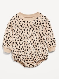 Image number 1 showing, Printed Long-Sleeve Fleece One-Piece Romper for Baby