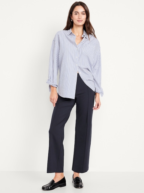 Pantalon Stevie droit à taille très haute, longueur cheville - Bleu