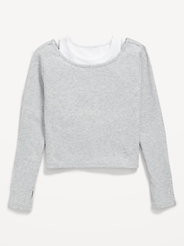 View large product image 3 of 4. 2-In-1 Ribbed Performance Top for Girls