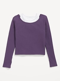 View large product image 3 of 3. 2-In-1 Ribbed Performance Top for Girls