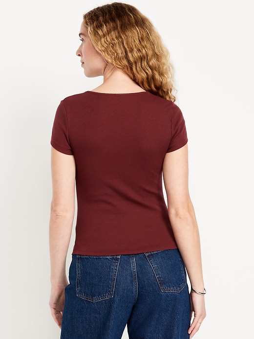 Image number 2 showing, Square-Neck Ribbed T-Shirt
