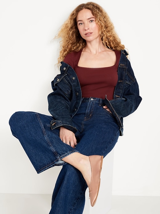Image number 3 showing, Square-Neck Ribbed T-Shirt
