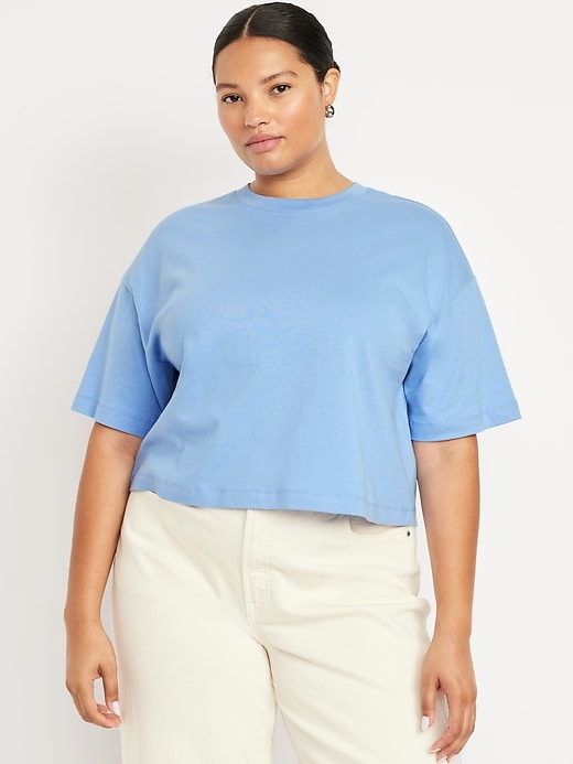 Image number 6 showing, Vintage Crew-Neck Oversized Crop T-Shirt