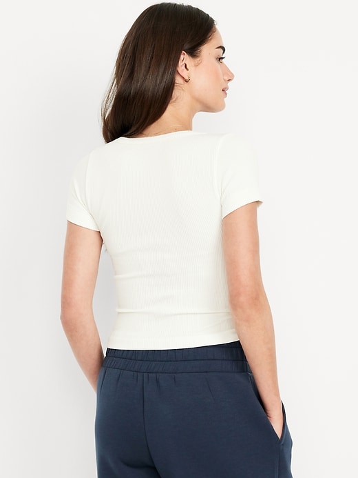 L'image numéro 2 présente T-shirt court côtelé Zénitude sans coutures