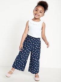 Image number 1 showing, Double-Weave Wide-Leg Cargo Pants for Toddler Girls